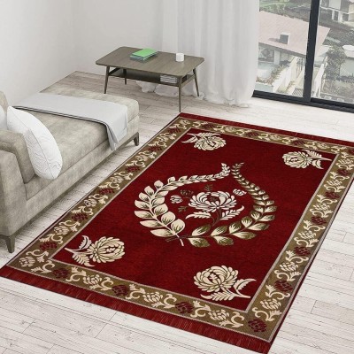 RADECOR Red Velvet Carpet(5 ft,  X 7 ft, Rectangle)