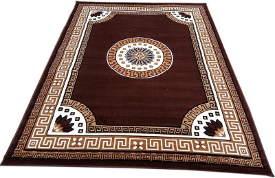 Range Handloom Brown Acrylic Carpet(5 ft,  X 7 ft, Rectangle)