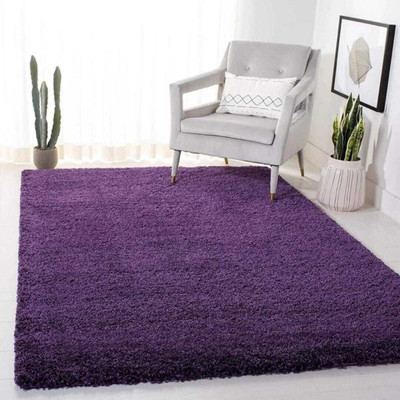 KAYNAT CARPET Purple Polyester Carpet(4 cm,  X 6 cm, Rectangle)