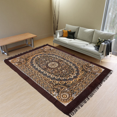 RUSTIC LINEN Brown Velvet Carpet(147 cm,  X 229 cm, Rectangle)