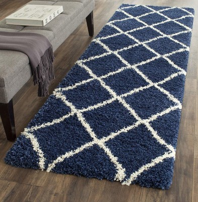 MALTAHOMEFURNISHING Blue Polyester, Wool, Cotton Carpet(2 ft,  X 5 ft, Rectangle)