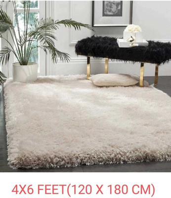 KAYNAT CARPET White Polyester Carpet(4 Feet,  X 6 Feet, Rectangle)