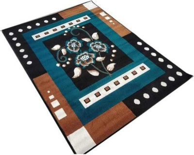 Zeeshan handloom 152 cm  X 213 cm Polyester Carpet(Rectangle, Blue, Black)