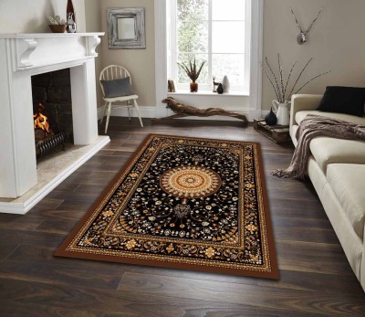 Sparrow world Black Velvet Carpet(122 cm,  X 183 cm, Square)