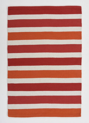 UB Home and Decor Red, Orange, White Cotton Area Rug(60 cm,  X 90 cm, Rectangle)