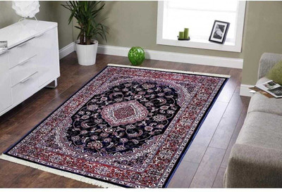 BhCarpet Blue Silk Carpet(5 ft,  X 7 ft, Rectangle)