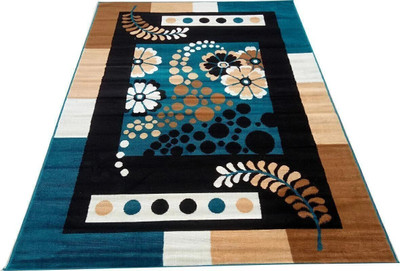 BhCarpet Blue, Grey Acrylic Carpet(5 ft,  X 7 ft, Rectangle)