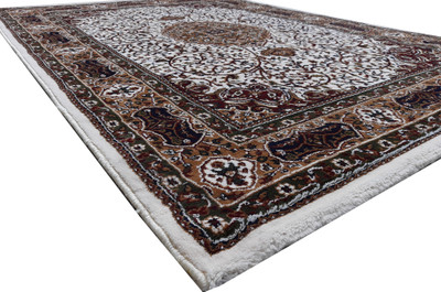 Acarpet White Silk Carpet(5 ft,  X 7 ft, Rectangle)