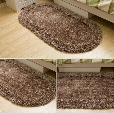 SR Handloom Brown Polyester Carpet(4 ft,  X 6 ft, Oval)