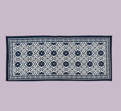 Furnishing Hut Black, White Cotton Carpet(63.5 cm,  X 124.46 cm, Rectangle)