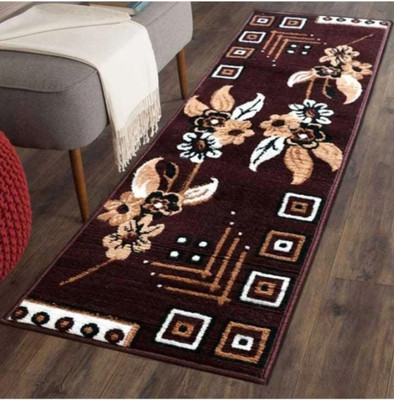 ARIBACARPET Brown Acrylic Runner(60 cm,  X 180 cm, Rectangle)