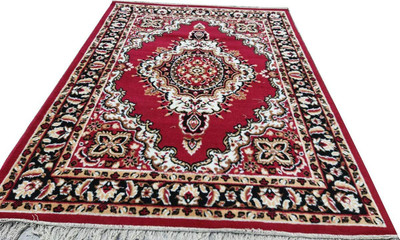 SM Handloom CARPET Red Silk Carpet(6 ft,  X 8 ft, Rectangle)