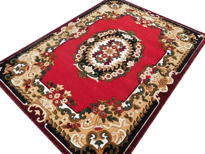 R CARPETS Red Silk, Wool Carpet(5 ft,  X 7 ft, Rectangle)