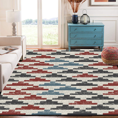 STATUS Multicolor Polyester Carpet(4 cm,  X 6 cm, Rectangle)