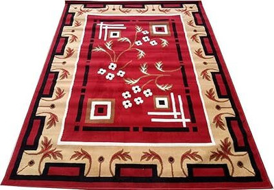 Zeeshan handloom 152 cm  X 213 cm Polyester Carpet(Rectangle, Red)