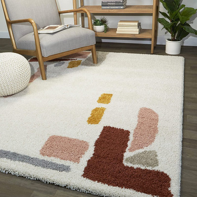 RM Handloom Multicolor, White Polyester Carpet(7 ft,  X 5 ft, Rectangle)