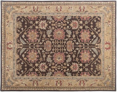Radha International Brown Wool Carpet(1.52 cm,  X 2.13 cm, Rectangle)