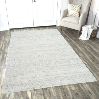MRIC White Cotton, Jute Carpet(5 cm,  X 7 cm, Rectangle)