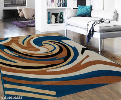 DECORIFYCARPET 152 cm  X 213 cm Polyester Carpet(Rectangle, Blue)
