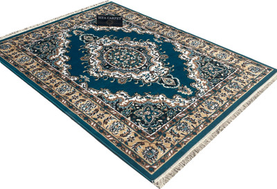 Acarpet Blue Silk Carpet(5 ft,  X 7 ft, Rectangle)