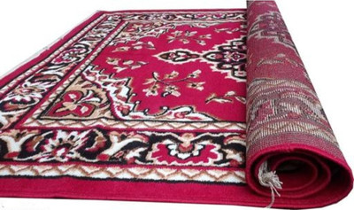 Ra handloom carpet Red Silk Carpet(7 cm,  X 5 cm, Rectangle)