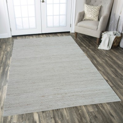 MRIC White, Beige Cotton, Jute Carpet(5 cm,  X 8 cm, Rectangle)