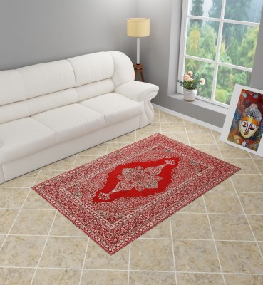 Furnishing Hut Red Velvet Carpet(3 ft,  X 5 ft, Rectangle)