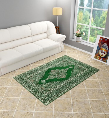 Furnishing Hut Green Velvet Carpet(3 ft,  X 5 ft, Rectangle)