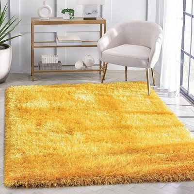 R CARPETS 3 ft  X 5 ft Wool Carpet(Rectangle, Gold)