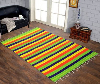 WebDealz 150 cm  X 210 cm Cotton Carpet(Rectangle, Multicolor)