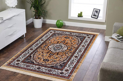 SM Handloom CARPET Multicolor Silk Carpet(5 ft,  X 7 ft, Rectangle)