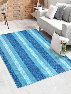 Saral Home Blue Polyester Carpet(150 cm,  X 210 cm, Rectangle)
