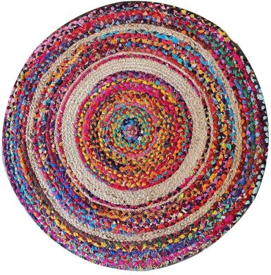 NR Textiles Multicolor Jute Carpet(32 cm,  X 32 cm, Circle)