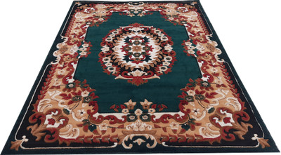 Shag Weaving Green Polypropylene Carpet(5 ft,  X 7 ft, Rectangle)