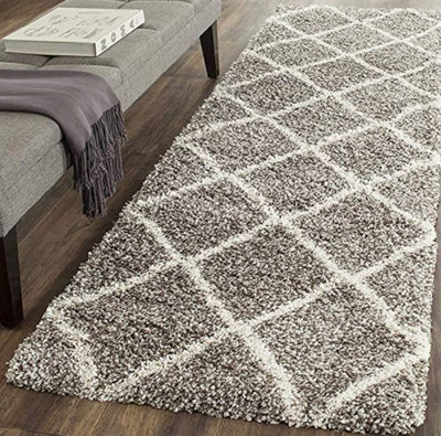 RM Handloom Grey, White Polyester Runner(60 cm,  X 152 cm, Rectangle)