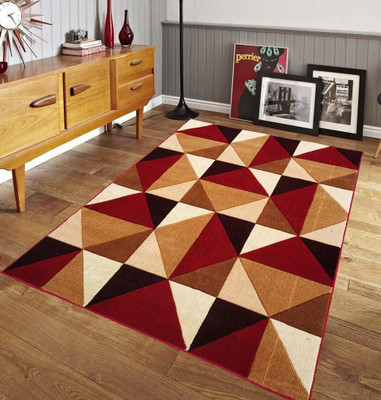 BhCarpet Red Acrylic Carpet(6 ft,  X 8 ft, Rectangle)
