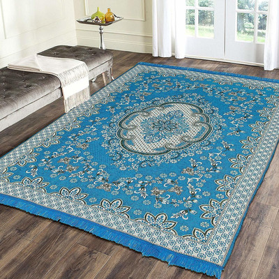 AF 5 cm  X 7 cm Chenille Runner(Rectangle, Blue, Light Blue)