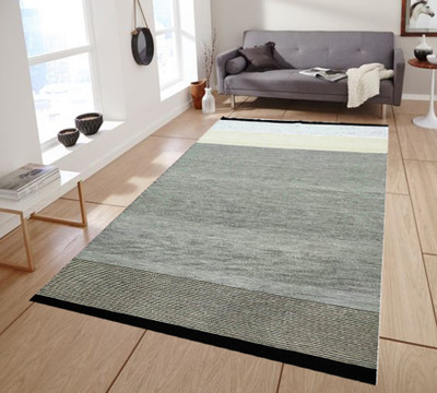Prashia Collection Grey Wool Carpet(100 cm,  X 150 cm, Rectangle)