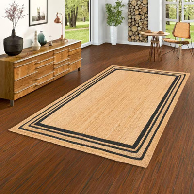 dheeraj handloom Beige, Black Jute Area Rug(60 cm,  X 180 cm, Rectangle)