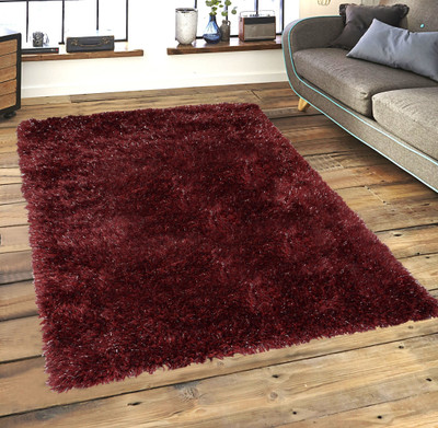 Saral Home Maroon Polyester Carpet(150 cm,  X 210 cm, Rectangle)