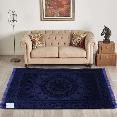 HOMESTIC Dark Blue Velvet Carpet(4 ft,  X 7 ft, Rectangle)