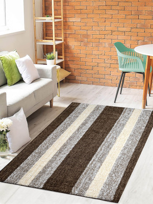 Saral Home Brown Polyester Carpet(120 cm,  X 180 cm, Rectangle)