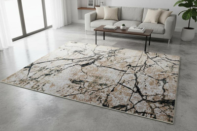 ROYALTHREAD Beige, Black Silk Carpet(119 cm,  X 175 cm, Rectangle)