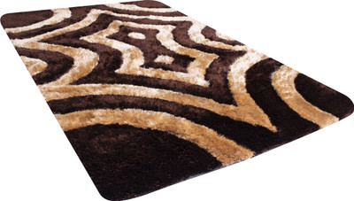 Woolpik Brown Polyester Carpet(3 cm,  X 5 cm, Rectangle)
