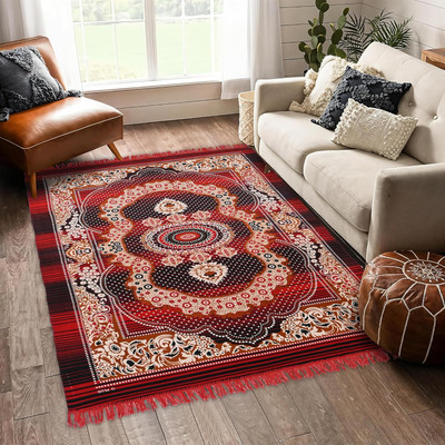 HOMESTIC Red Velvet Carpet(7 ft,  X 5 ft, Rectangle)