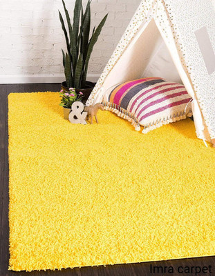 Shag Weaving Yellow Polyester Carpet(4 ft,  X 6 ft, Rectangle)