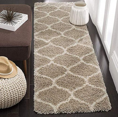 SPA Furnishing Beige, White Polyester Runner(6 ft,  X 2 ft, Rectangle)
