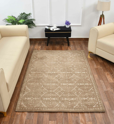 PRESTO BAZAAR Beige Polyester Carpet(4 ft,  X 6 ft, Rectangle)