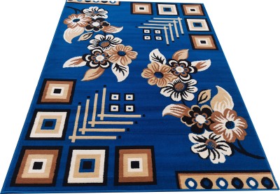 AyanCarpets Blue Acrylic Carpet(4 ft,  X 5 ft, Rectangle)