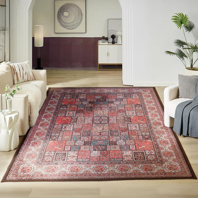 STATUS Red, Orange Velvet Carpet(150 cm,  X 210 cm, Rectangle)